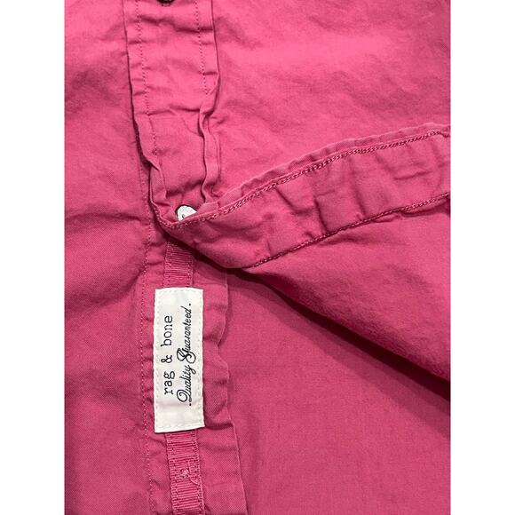 Rag And Bone Short Sleeve Gus Cotton Collared Button Down Plum L A003669 - Picture 7 of 12